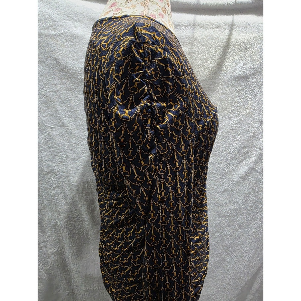 Veronica Beard Neeta Ruched Long Sleeve Top Horsebit Equestrian Classic V Neck M - Picture 12 of 13
